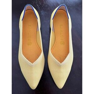 Rothy’s Canary Yellow Pointed Toe Flats Washable Stretch Slip On Size 9 EUC
